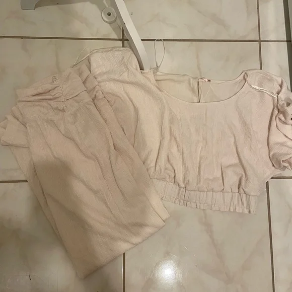 NWT Womens 2 Piece Set Tovah Set in Tofu Free People Size L Large Top And Skirt  - Picture 4 of 4